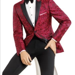 YL Mens Single Button Hidden Flowers Design Suitjackets Slim Fit Stage Performance White SuitsJackets